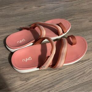 Stellah Coral-Peach Slide Sandals with Adjustable Straps